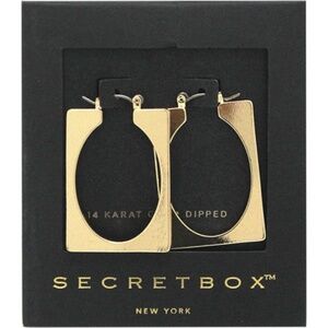 SECRET BOX NEW YORK 14K GOLD DIPPED CUT OUT HOOP EARRING (P)